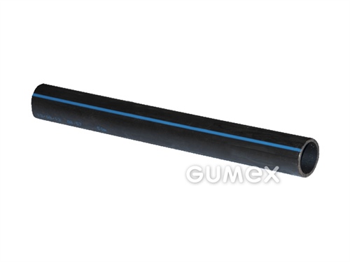 PE trubka HD80, 3/4", 10bar, polyetylen, černá s modrým pruhem